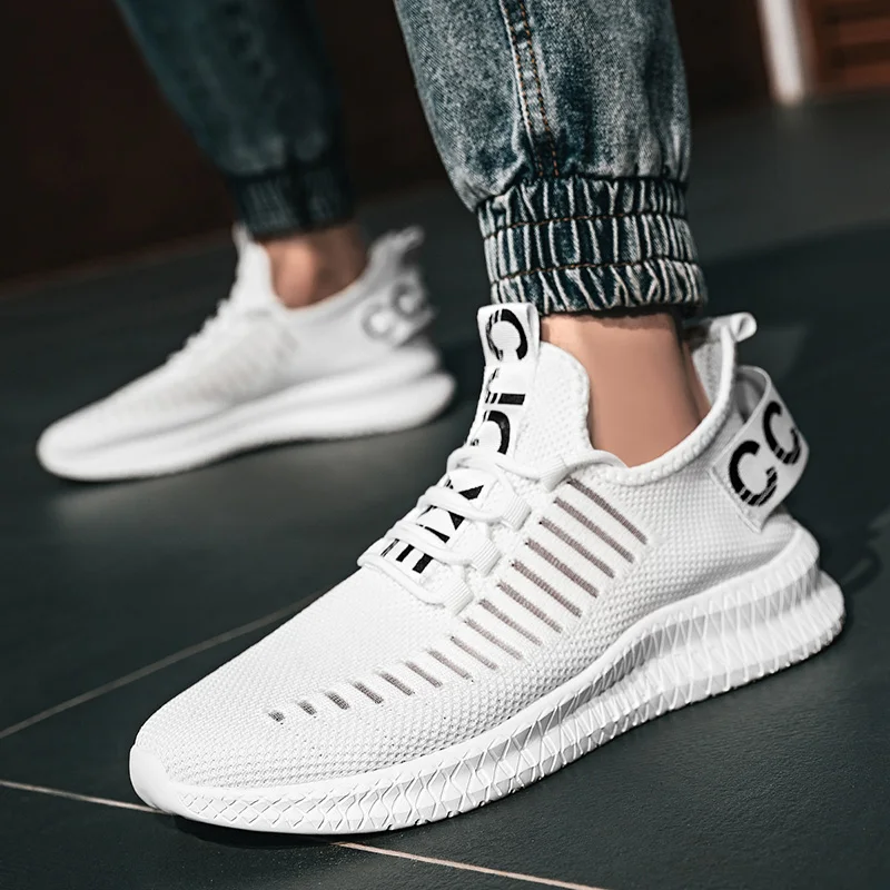 

Summer Tennis Breathable Sport Shoes Men Lightweight Running Trainers Fashion White Jogging Sneakers Big Size