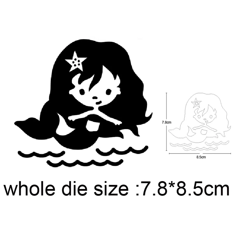 

Little Girl Mermaid Metal Cutting Dies Stencils for DIY Scrapbooking dies Embossing Die Cuts Decor Paper Cards Making Craft dies