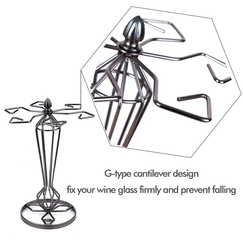 Столешница держатель для винного стекла-6 крючков металлическая стойка стекла