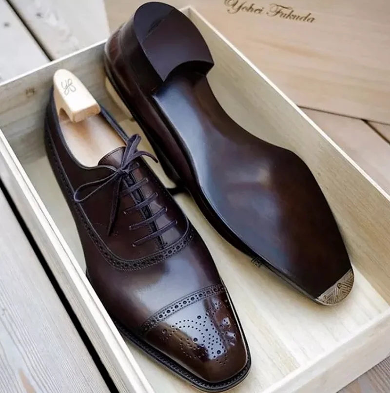 

Мужские классические туфли, коричневые туфли из искусственной кожи, броги, повседневные, AG015