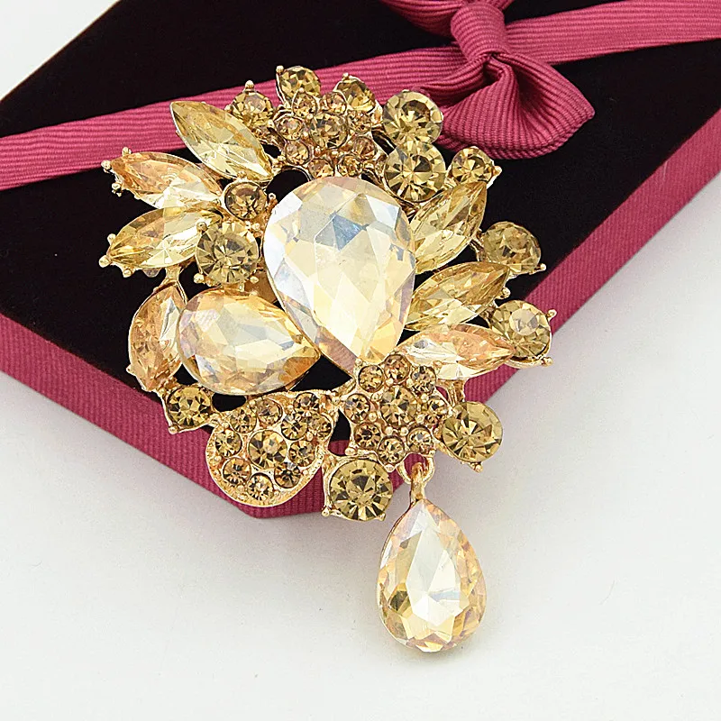 Бесплатная доставка (60 шт./лот) Посеребренная огромная стеклянная брошь в форме