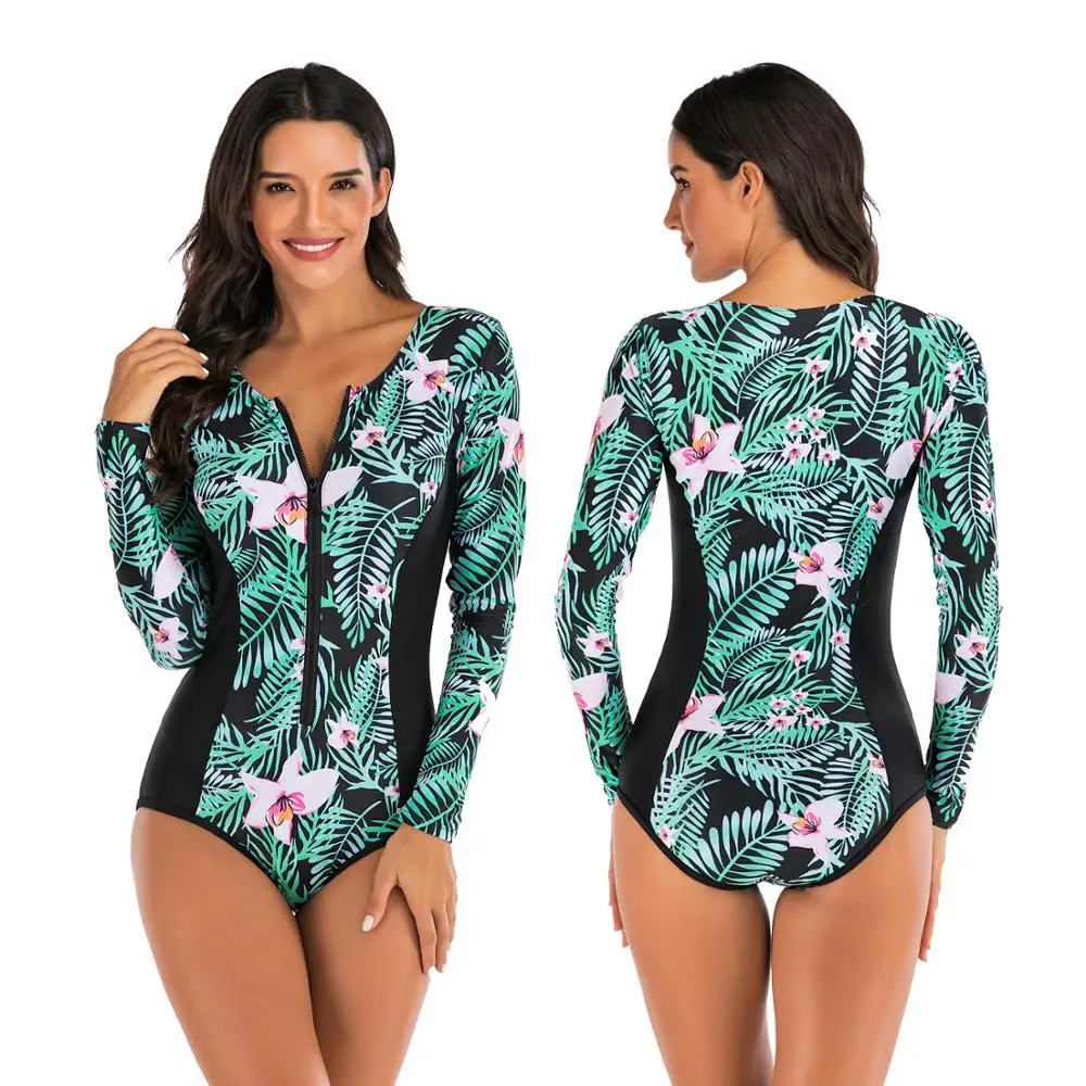 

Women Sexy Swimwear Surfing Rash guard One Piece Swimsuit Long Sleeve Plus Swimwear Monokini Swimsuit Bodysuit Bathing Suit