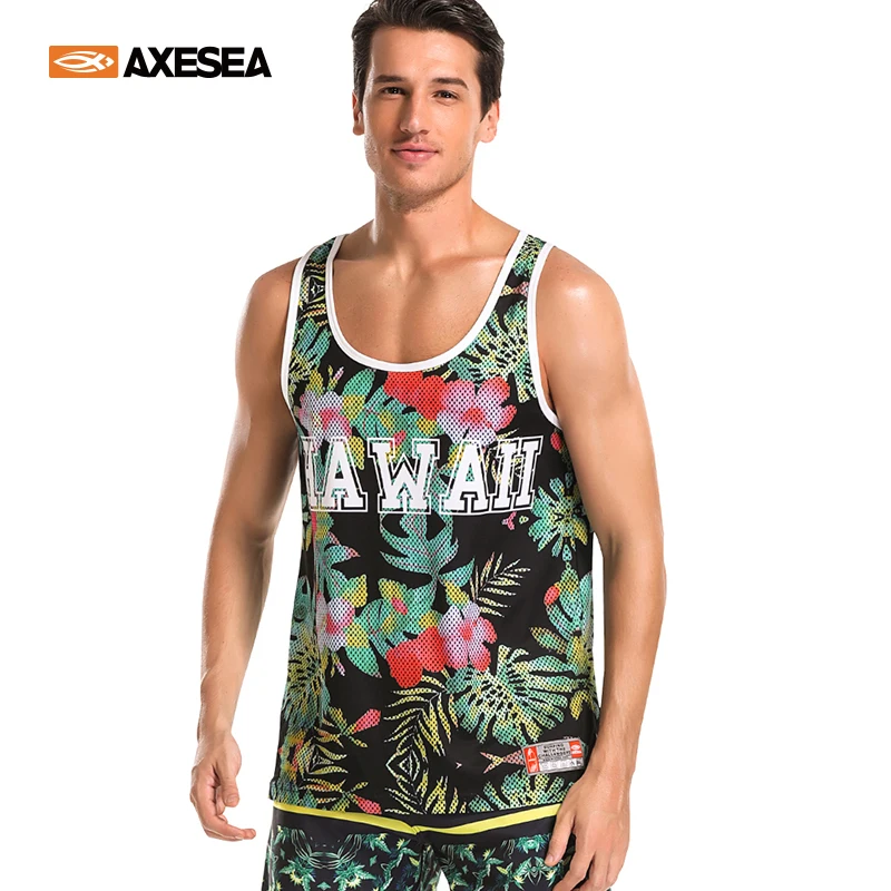 AXESEA мужская пляжная майка свободная футболка без рукавов спортивная одежда