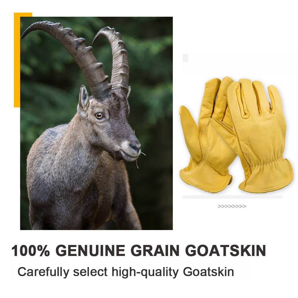 Перчатки OZERO мужские рабочие из козьей кожи защитные для резания ремонта гаража