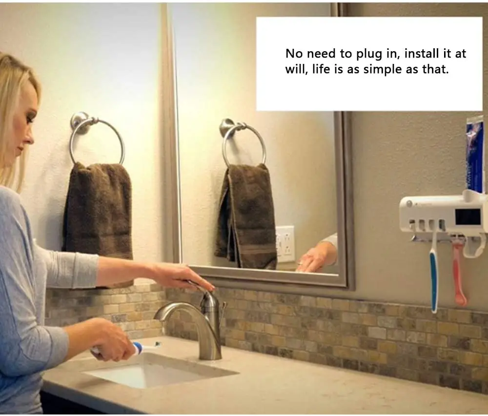 Настенный держатель для зубной щетки стерилизатор с автоматическим дозатором