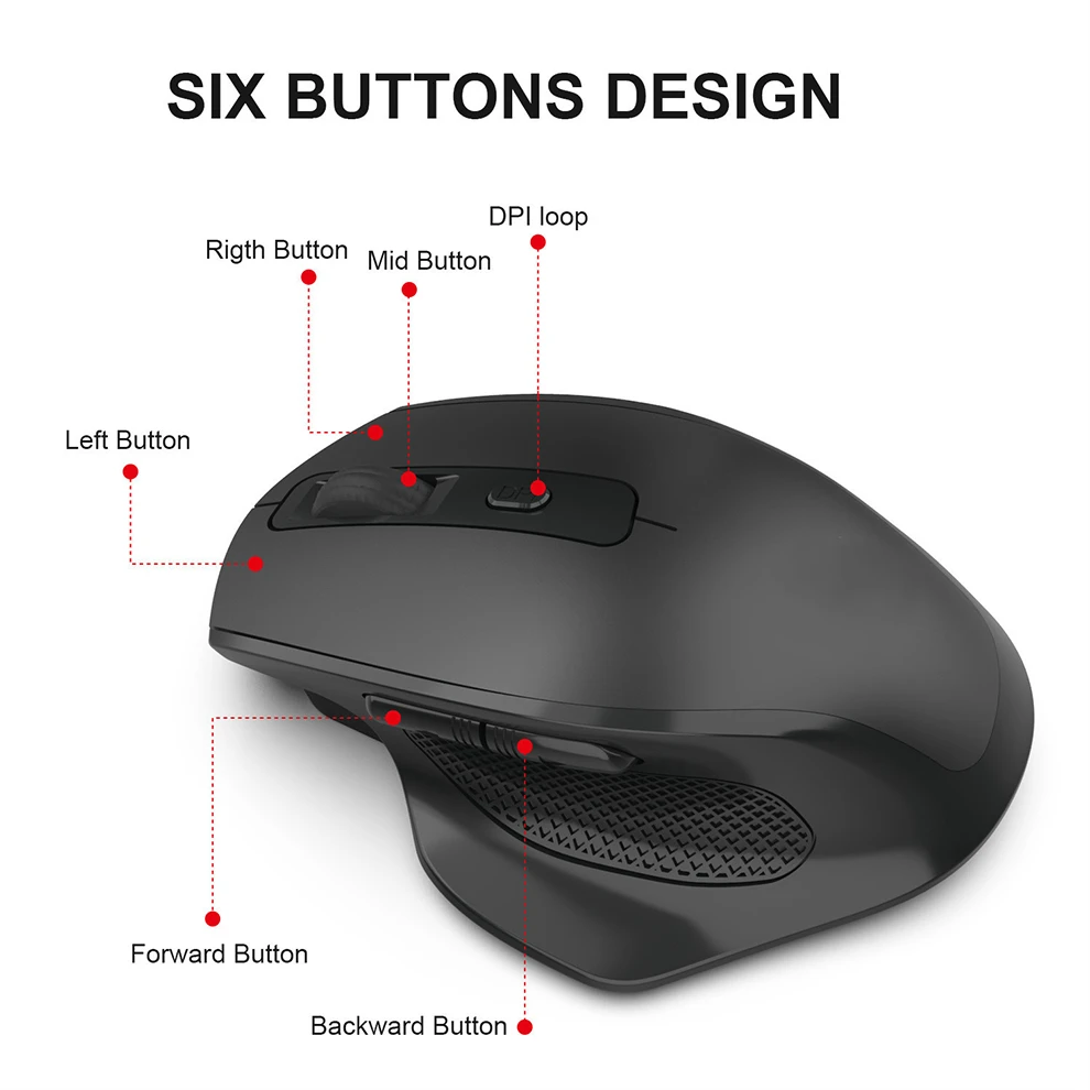 seenda rechargeable 2 4g wireless mouse 6 buttons gaming mouse for gamer laptop desktop usb receiver silent click mute mause free global shipping
