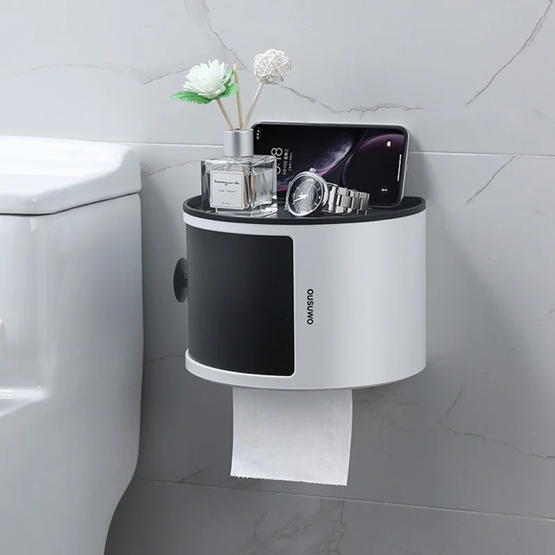 

Paper Towel Holder Bathroom Tissue Box Makeup Storage Hole-Free Waterproof Paper Chart Drum Toilet Storage Rack