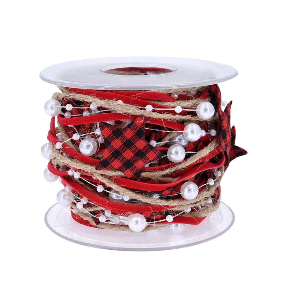 

Xmas Tree Decor Black Gingham Ribbon Bracket Belt Decorative Straps Lattice 5M 5 Meters With Five-pointed Star DIY Accessories