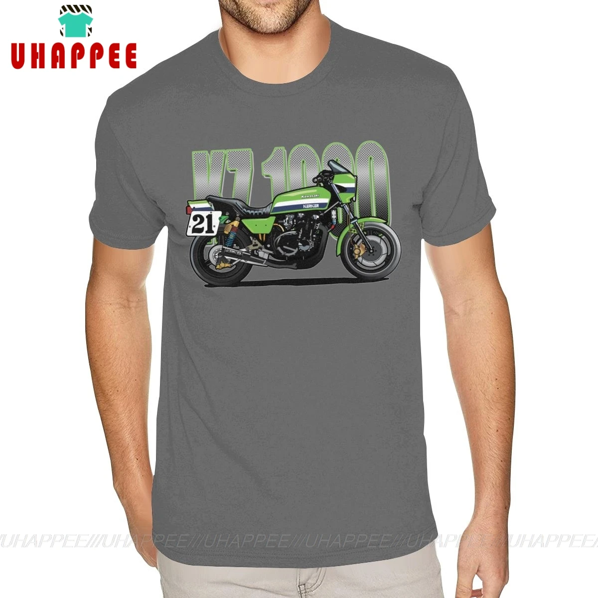 

Design KZ 1000 Kawasaki Tee Shirt Men Custom Made Short Sleeves Ultra Cotton Deep Heather Crew Neck Shirt