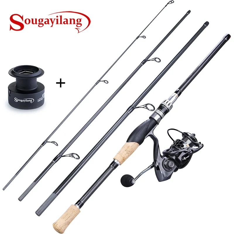 

Sougayilang 4 секции, M экшн-приманка, рыболовные комбо, карбоновая портативная удочка для приманки с 13 + 1 шарикоподшипником, спиннинговая катушка,...