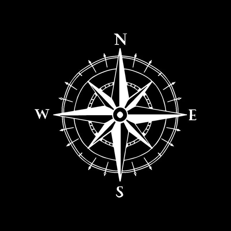 Turienzo 17CM*17.1CM Compass Geographic Decal Vinyl Car Sticker Black White CT-1691 | Автомобили и мотоциклы