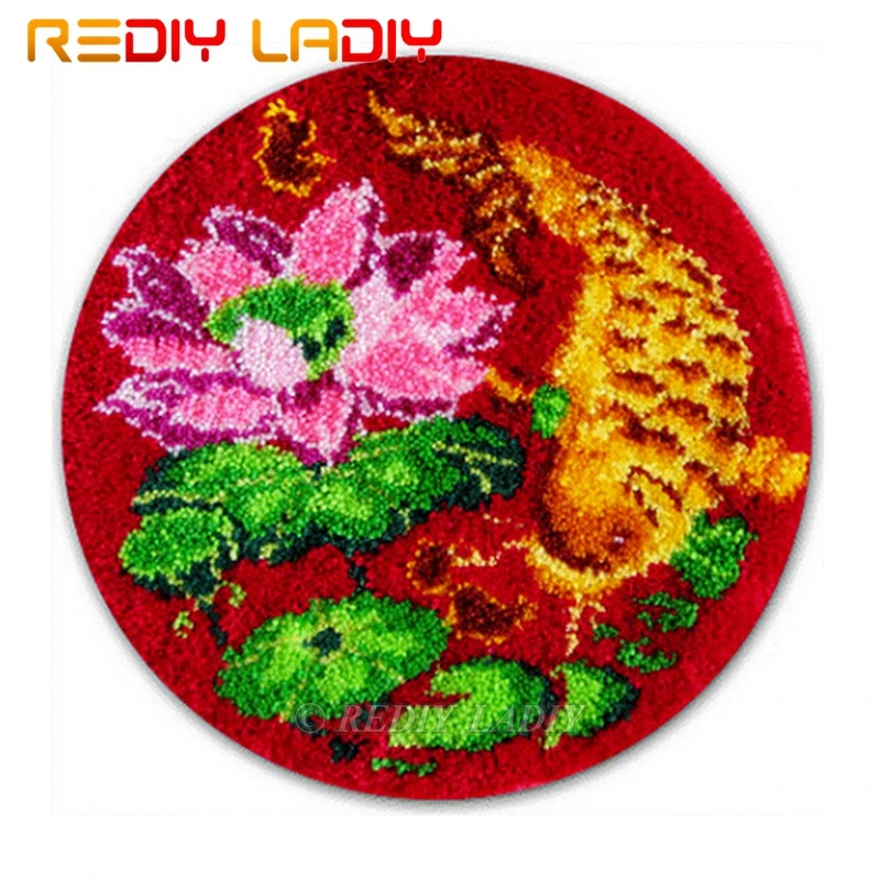 Крюк с защелкой Наборы сделать свой собственный ковер рыбы гобелен лотосом