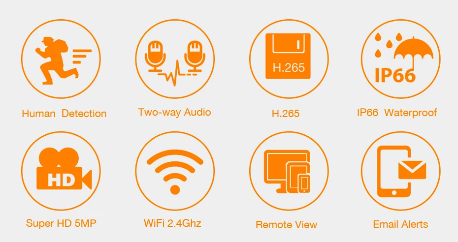 Techege, супер HD, 5MP, h.265, WiFi, проводная ip-камера, AI камера, обнаружение человека, двухстороннее аудио, водонепроницаемая ip-камера, бесплатный адаптер питания