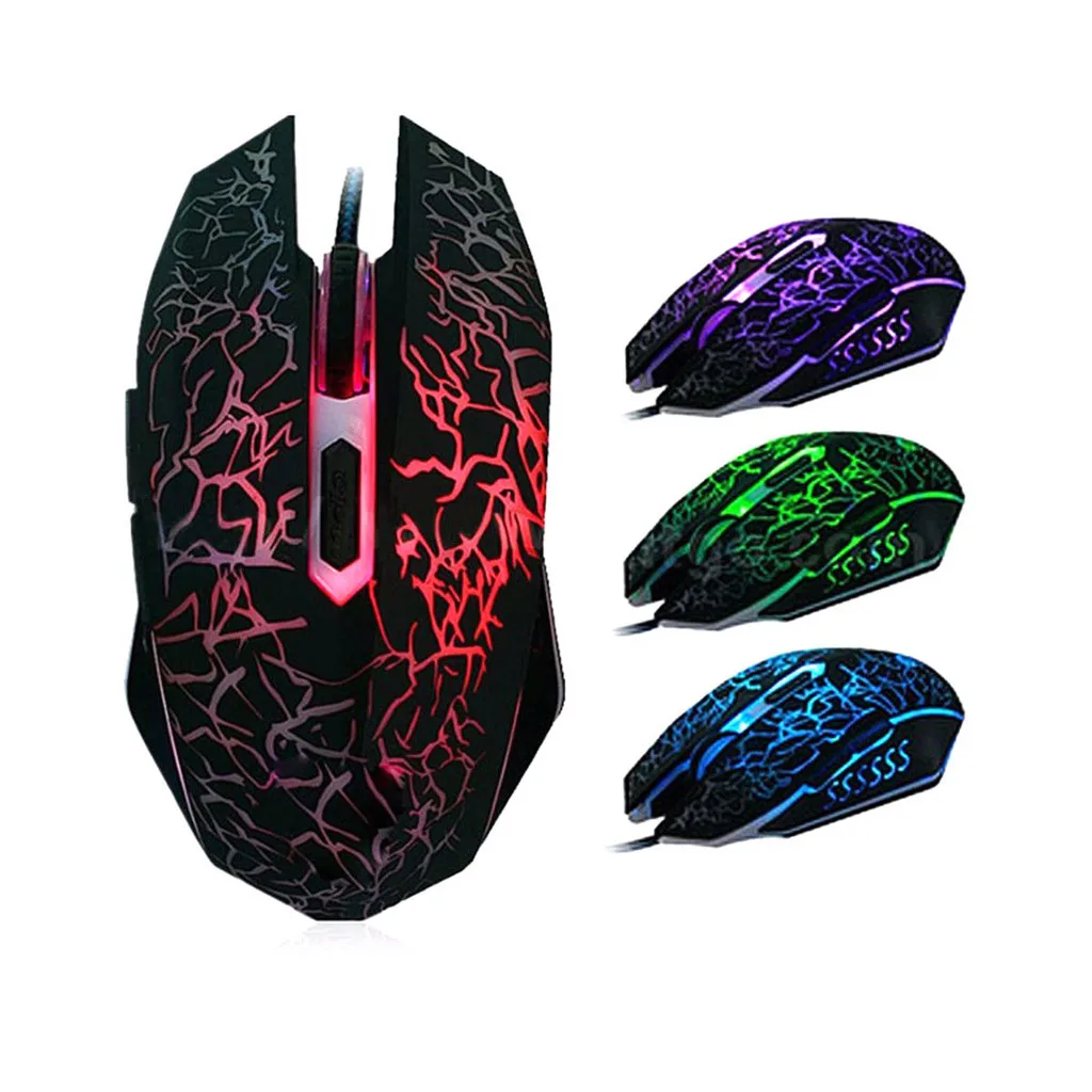Профессиональная светодиодная игровая мышь RGB с подсветкой оптическая 800/1200/1600/2400