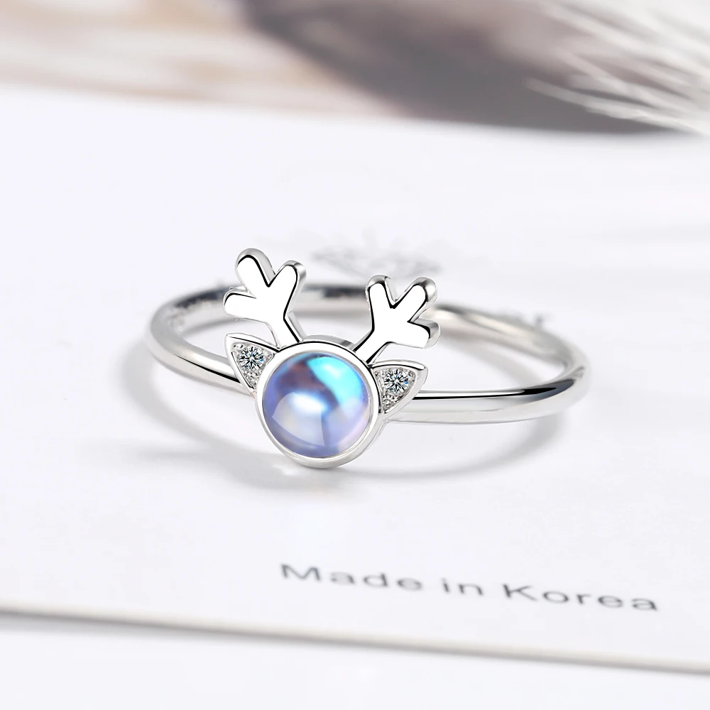 925 серебряные ювелирные изделия кольцо для женщин рога лунный камень свадьба и