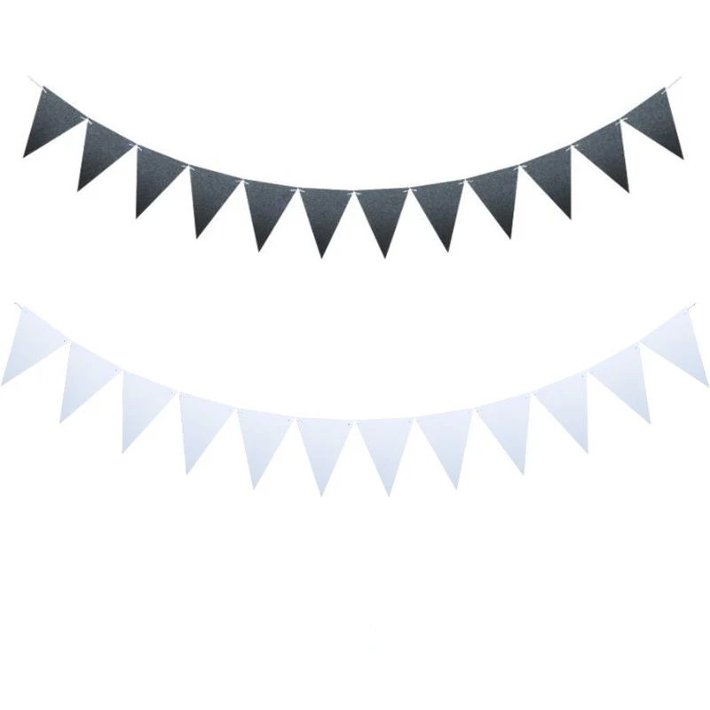 

4M 12flags 8M 18flags White Black Bunting Wedding Party Outdoor Nature Decoration House Wall Hanging Carnival Garland Decoration