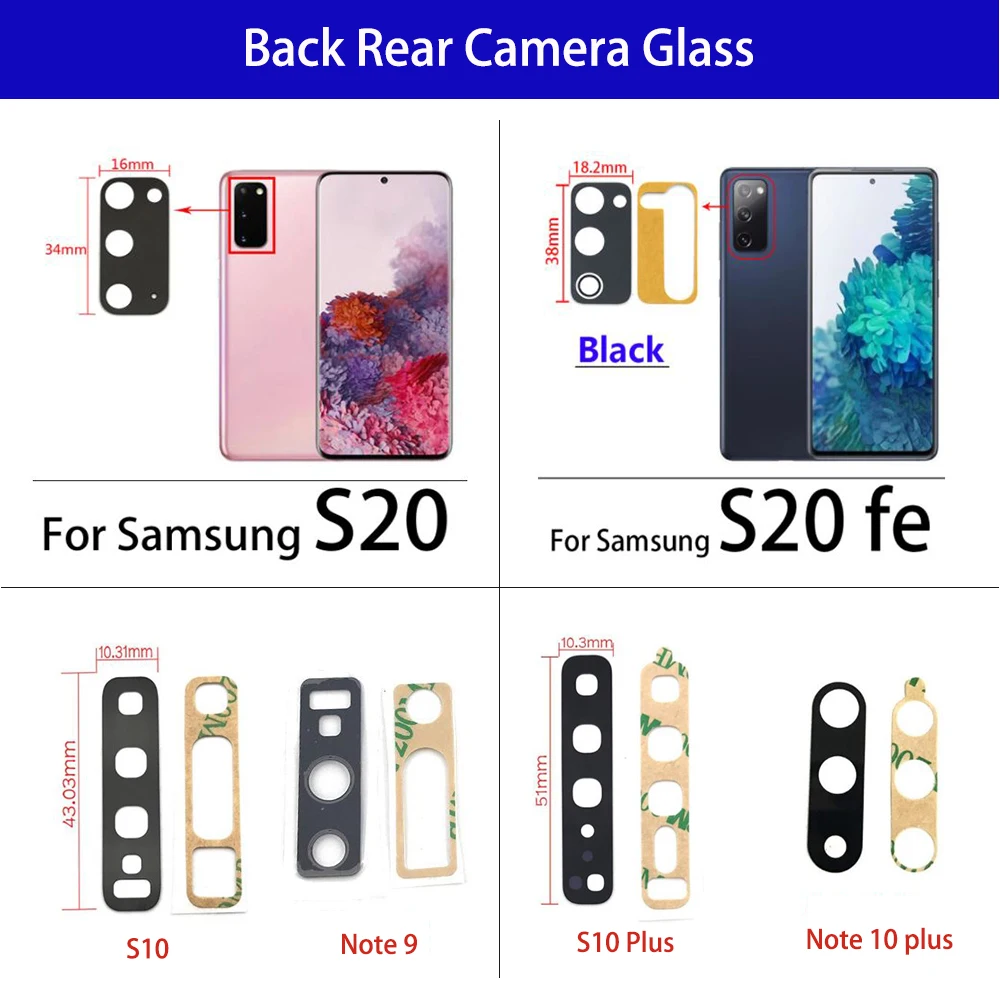Для объектива камеры заднего вида заднее стекло с клеем для Samsung M31S A70S S10e S10 5G S20 fe
