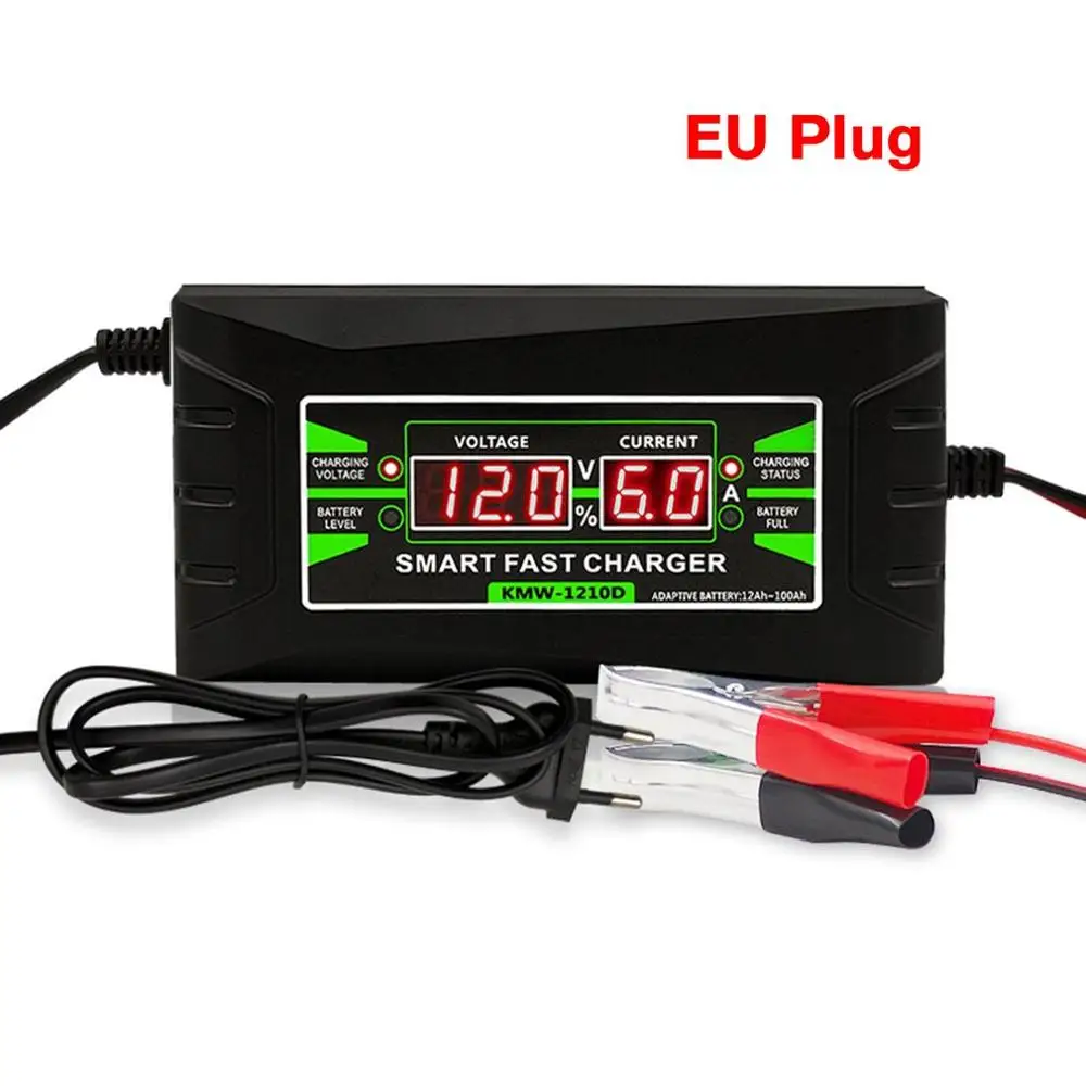 Automatic Full Smart 12V 6A Lead Acid / GEL Car Battery Charger W LCD Display US EU Plug Quick | Инструменты
