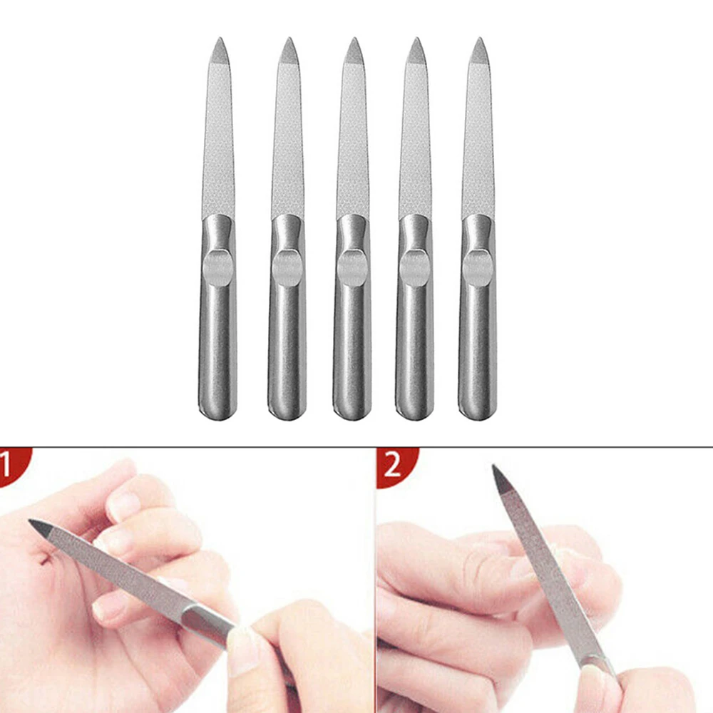 

PRO Dual Sided Stainless Steel Metal Nail Art File Manicure Pedicure Tool New Manicure Tools 2019