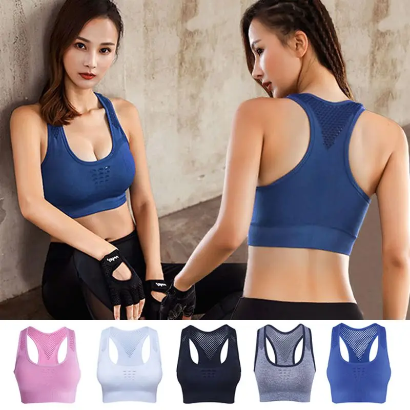 

Quick-Drying Sport Bra Shockproof Breathable Underwear Hollow Out Sexy Beauty Back Fitness Bras Comfort Padded Non-Wire Lingerie