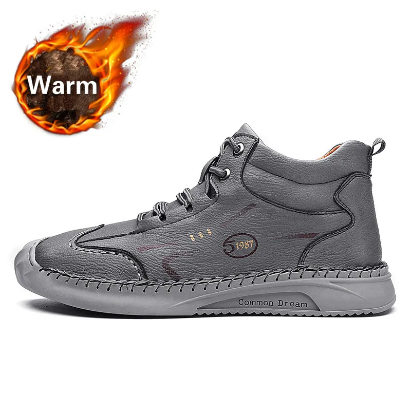 Мужские ботинки из коровьего спилка черные повседневные мотоциклетные