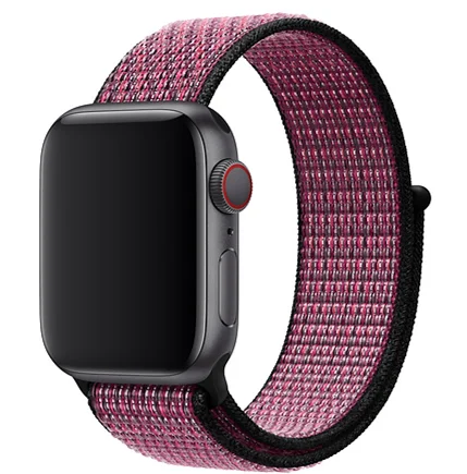 Светильник со светоотражающим браслетом, спортивный ремешок для Apple Watch, 44 мм, 42 мм, 40 мм, 38 мм, нейлоновый ремешок для iwatch, серия 5, 4, 3, 2, 1 - Цвет ремешка: Shiny pink