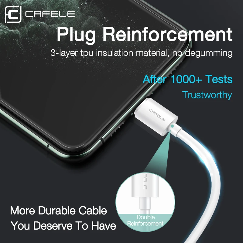 Кабель Cafele Micro Usb C а Type-c кабель для быстрой зарядки телефона Xiaomi mi 9 iPhone 11 12 Pro Max XR