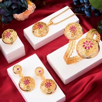 kellybola jewelry dubai nobility exquisite zircon necklace bracelet ring earring opening adjustable set womens wedding banquet