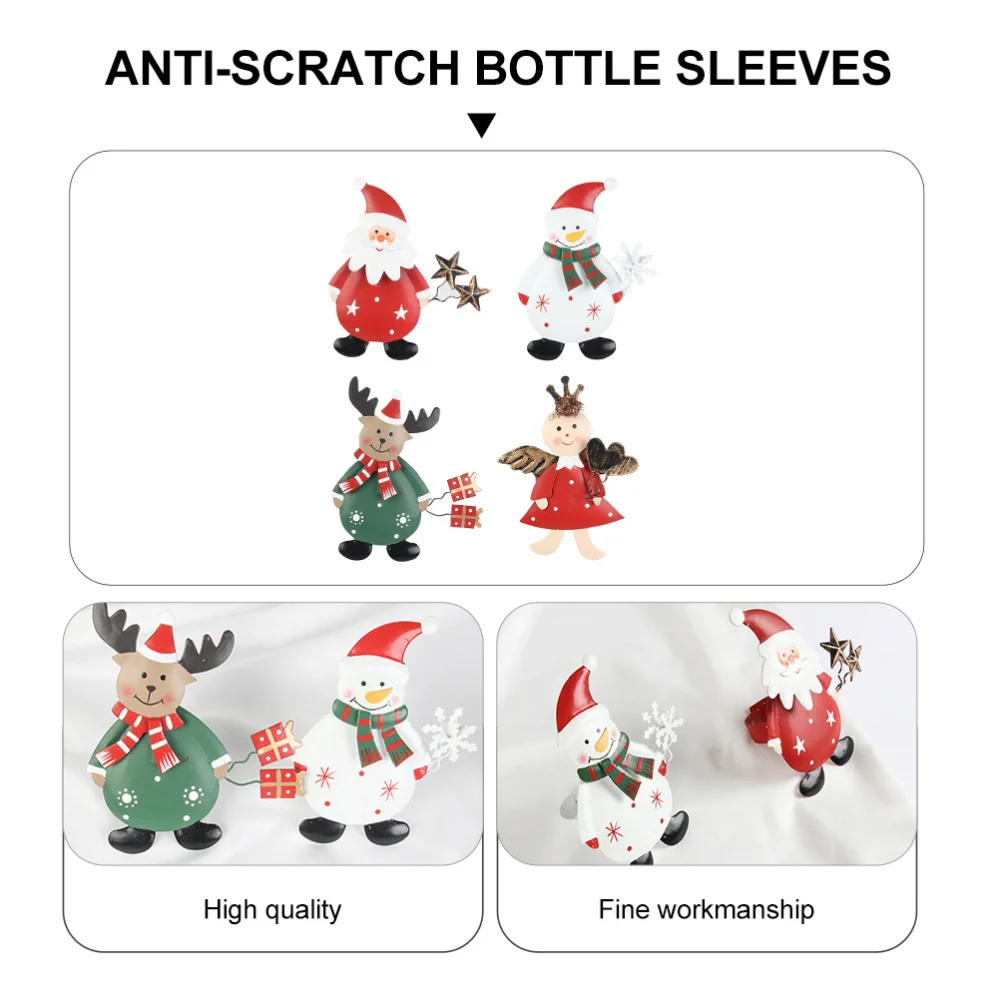 

4 Pcs Christmas Bottle Cover Iron Bottle Topper Covers Xmas Decor