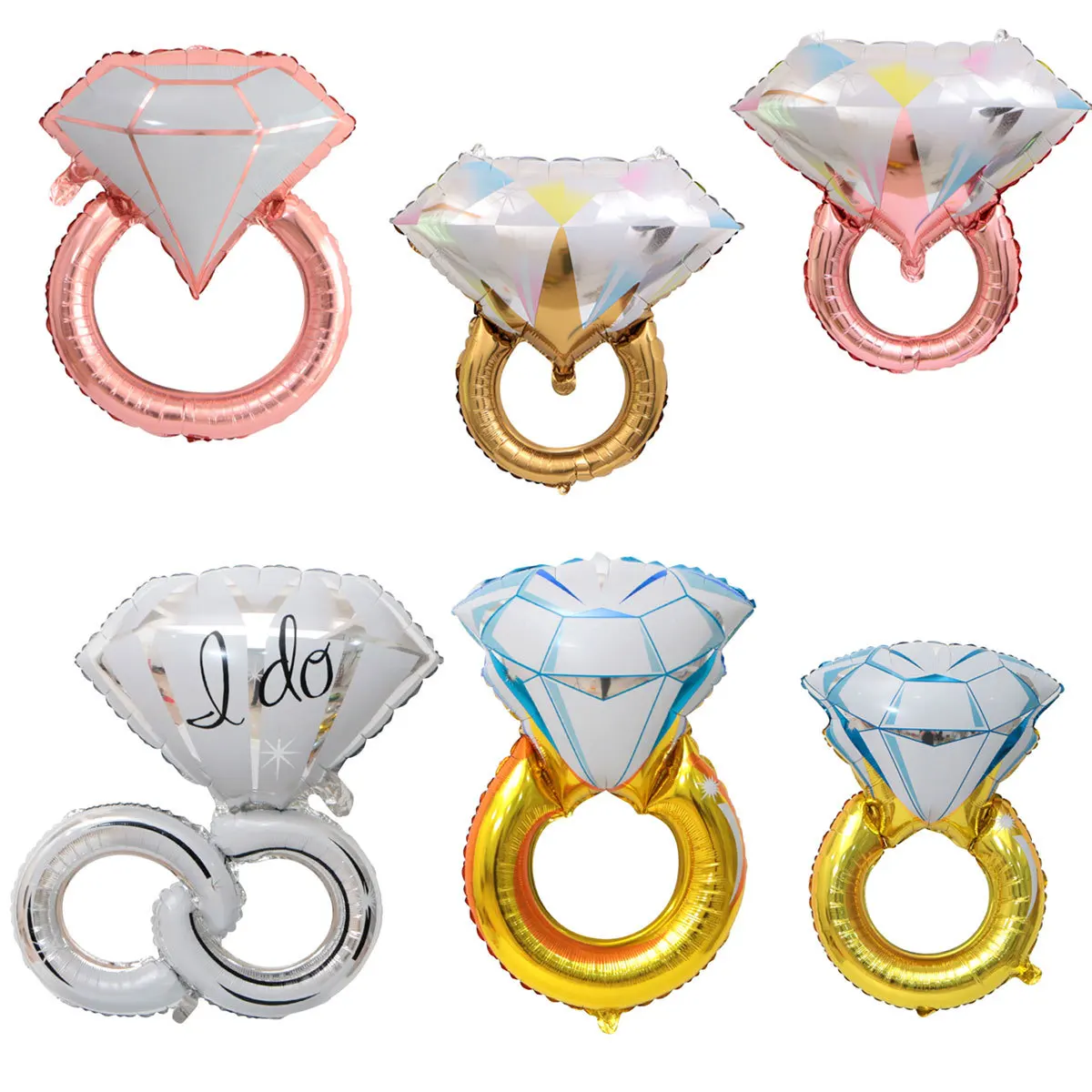 1 шт. бриллиантовое кольцо воздушный шар из фольги розовое золото серебро