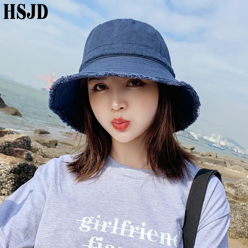 Cotton Dome Top Sun Bucket Hats Solid Panama Women Summer Caps Wide Brim Foldable Outdoor Travel Hat Anti-UV Beach Bonnet | Аксессуары