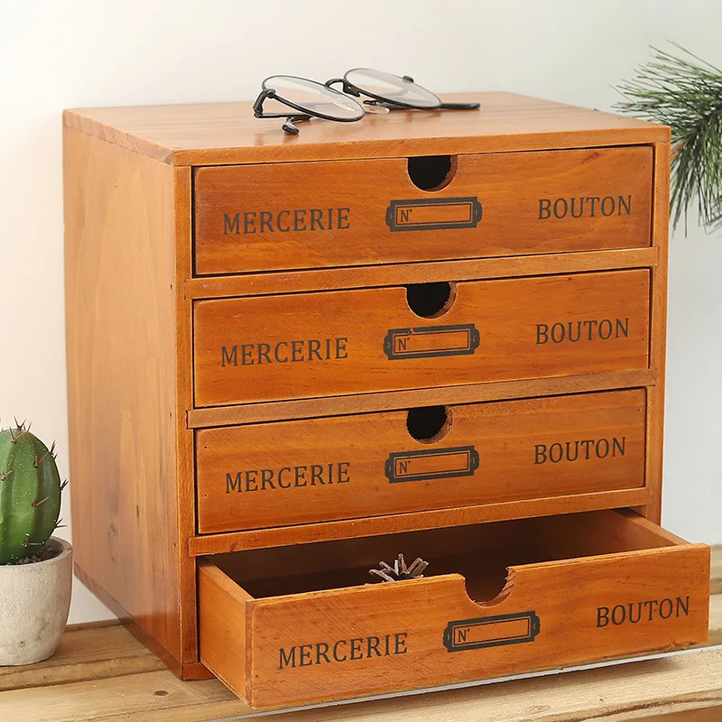 Настольная деревянная коробка с ящиком винтажный столешница комод ювелирная