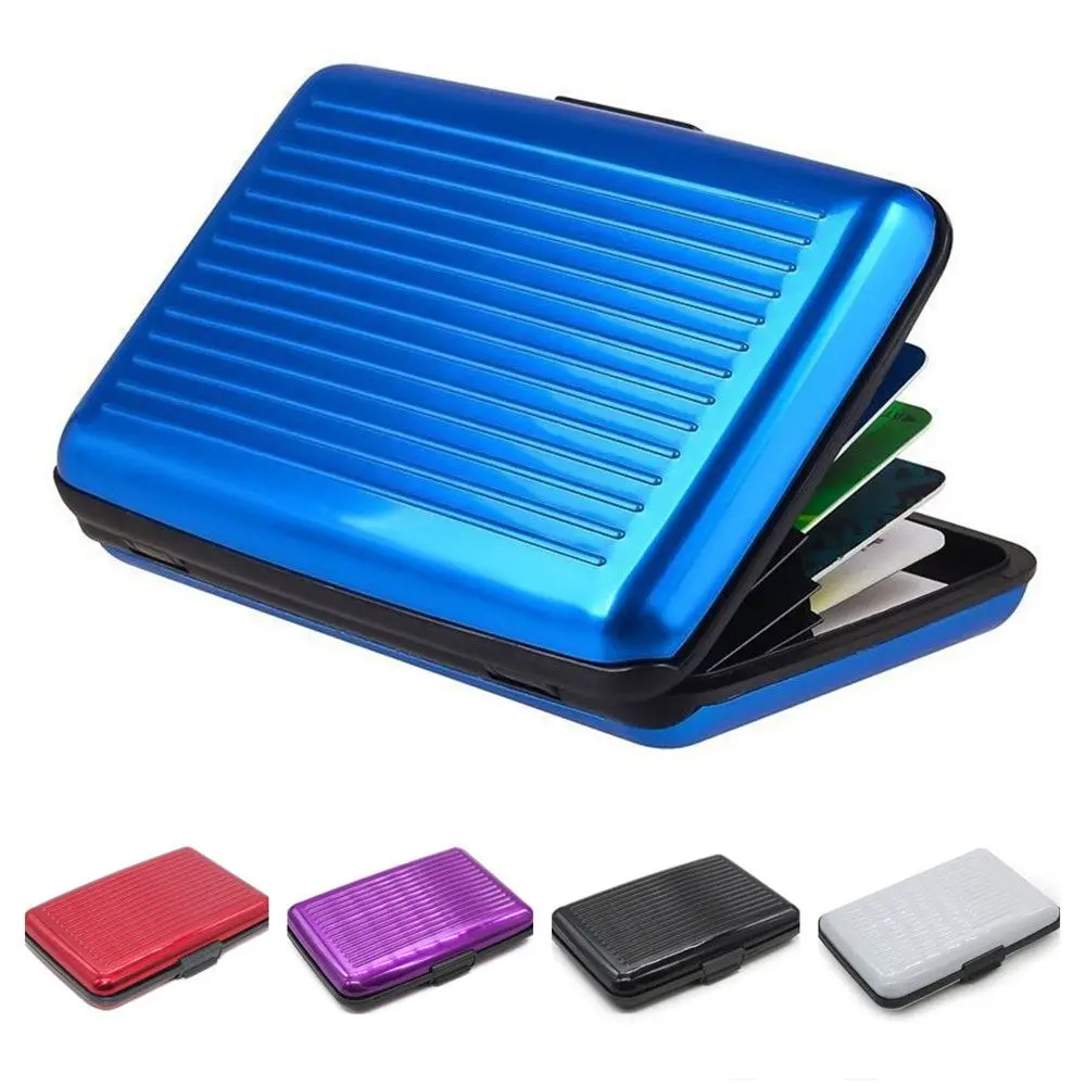 

Leather Unisex Security Information Metal Purse Contactless Block Case Wallet Blocking Aluminum Anti Theft Credit Card Holder