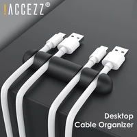 accezz 4holes usb cable organizer winder management clips office desktop phone headphone holder mouse keyboard wire cord winder