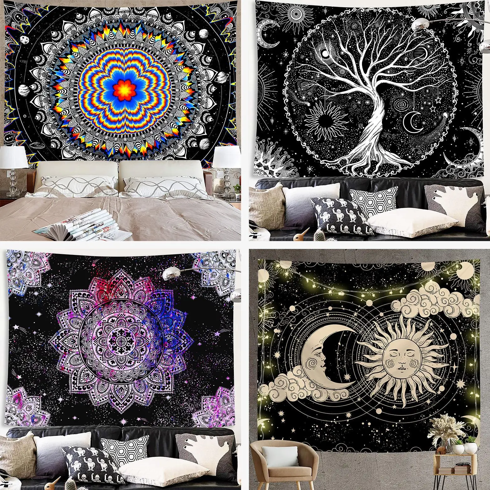 

Sun Moon Tree Printing Yoga Tapestry Wall Tapestry Background Cloth Wall Hanging Home Decor Witchcraft Beach Mat 73*95cm GT0102