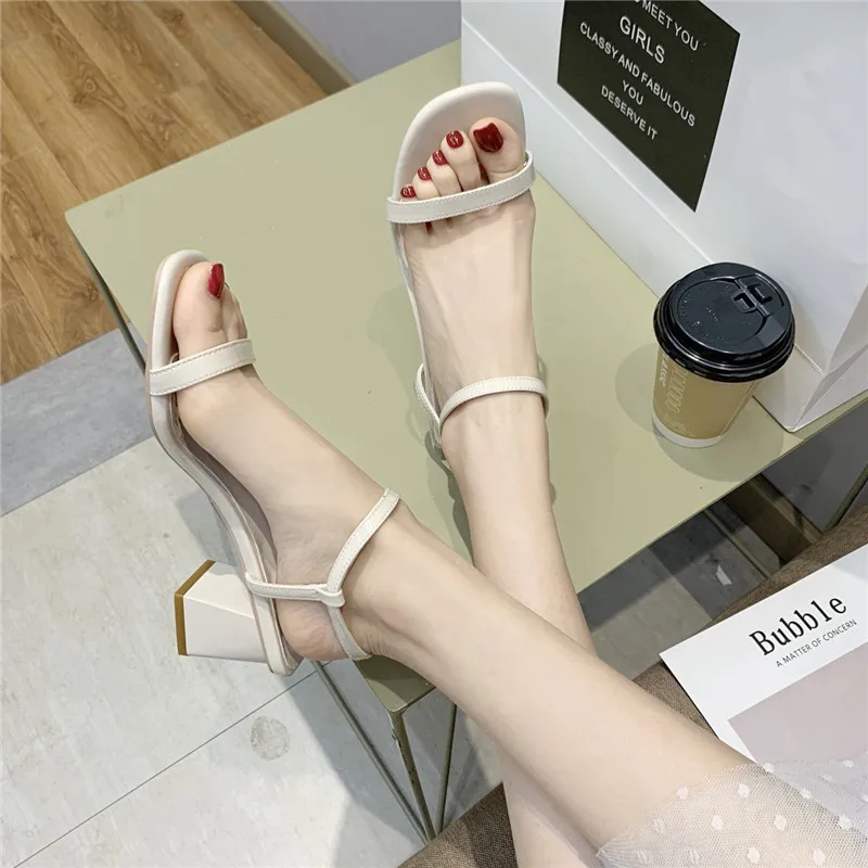 

Shoes Women Slippers Casual Pantofle Heeled Mules Med Slides Square heel Soft Luxury 2021 High Thin Block Fashion Basic Rome PU