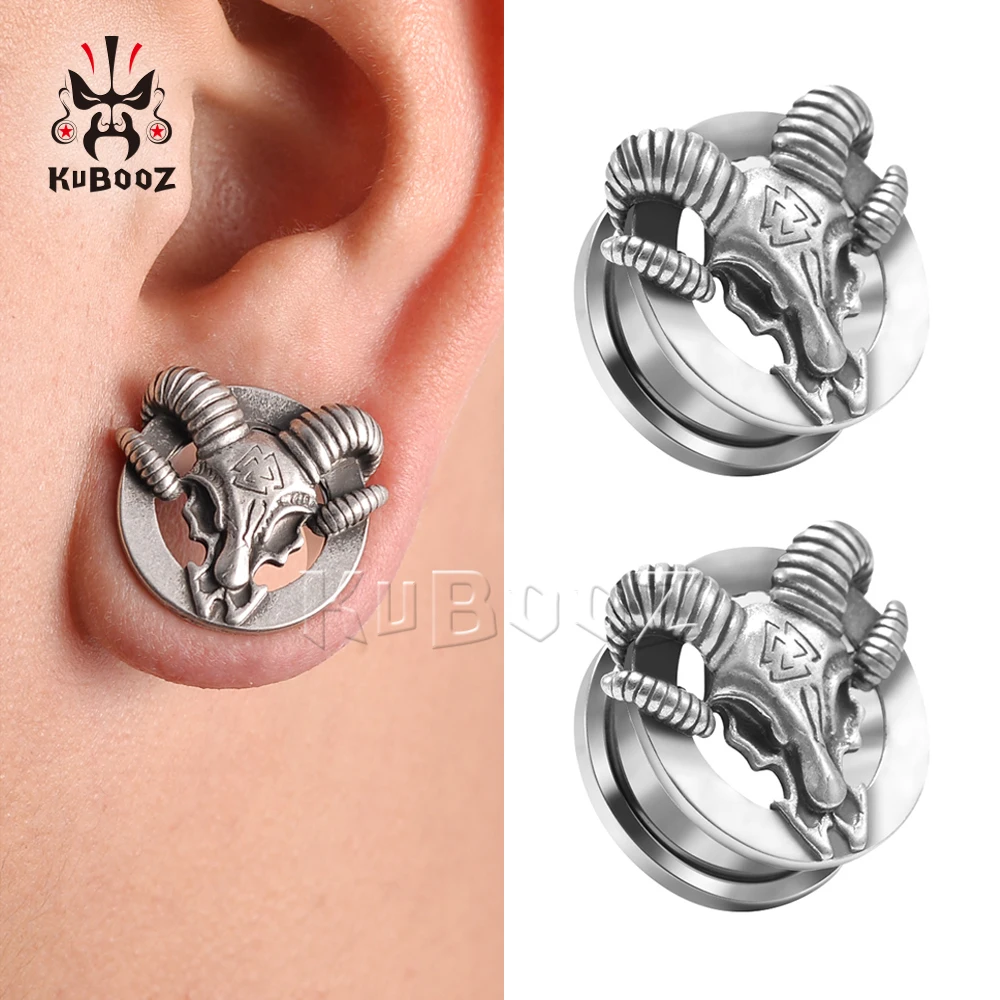 KUBOOZ стильные серьги-гвоздики из нержавеющей стали с овечьей головкой серьги для