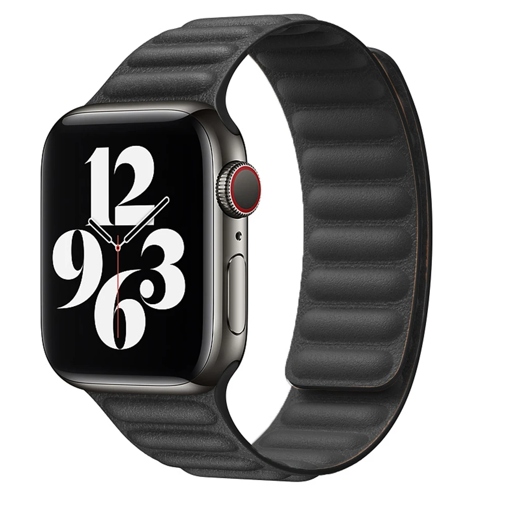 

Leather Link band for Apple watch 6 5 4 SE iWatch seires 3 2 38mm 42mm magnetic Loop belt bracelet Apple watch strap 44mm 40mm