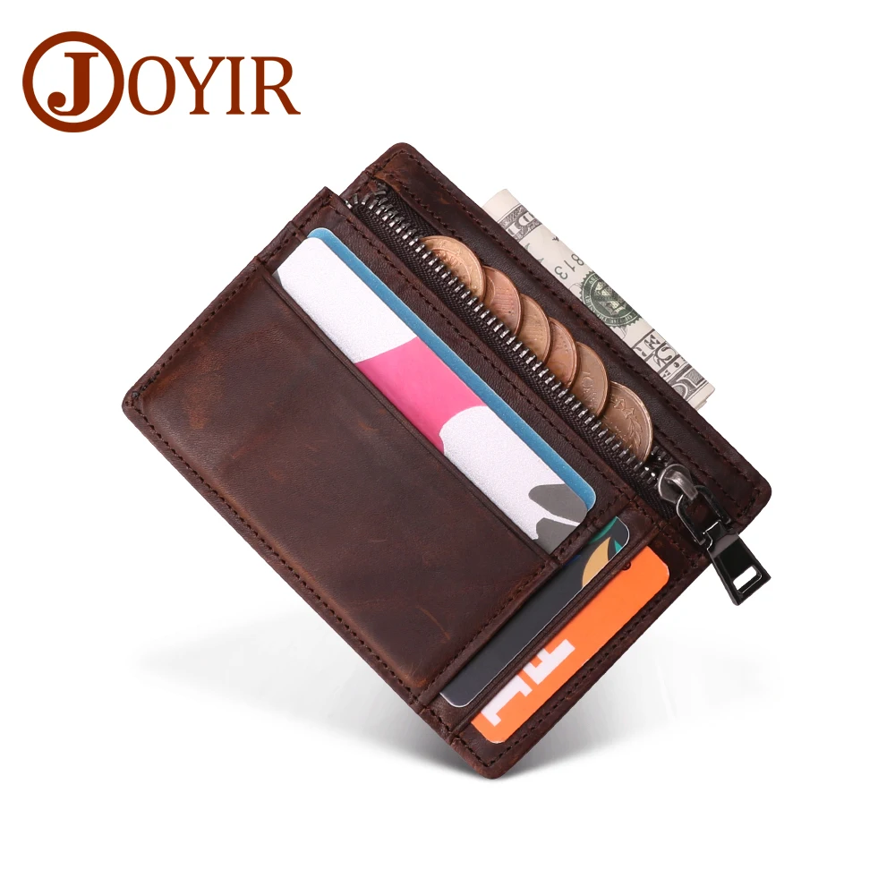 JOYIR Genuine Leather Card Holder Wallet RFID Credit ID Card Holder Coin Purse Money Case For Men Small Wallet Male Portomonee