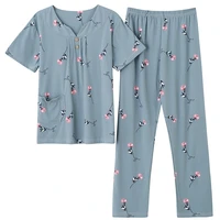 plus size 4xl 2 pieceset summer women sleepwear full pure cotton pajama set short sleeve sleepwear pajamas suit female homewear