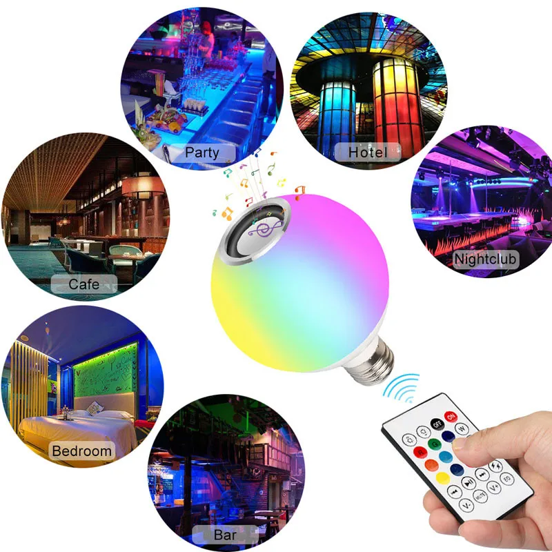 4 шт./лот, умный Bluetooth светильник, лампа RGB, магический светильник с регулируемой яркостью, лампа E27, беспроводная Светодиодная лампа с 24 клавишами дистанционного управления