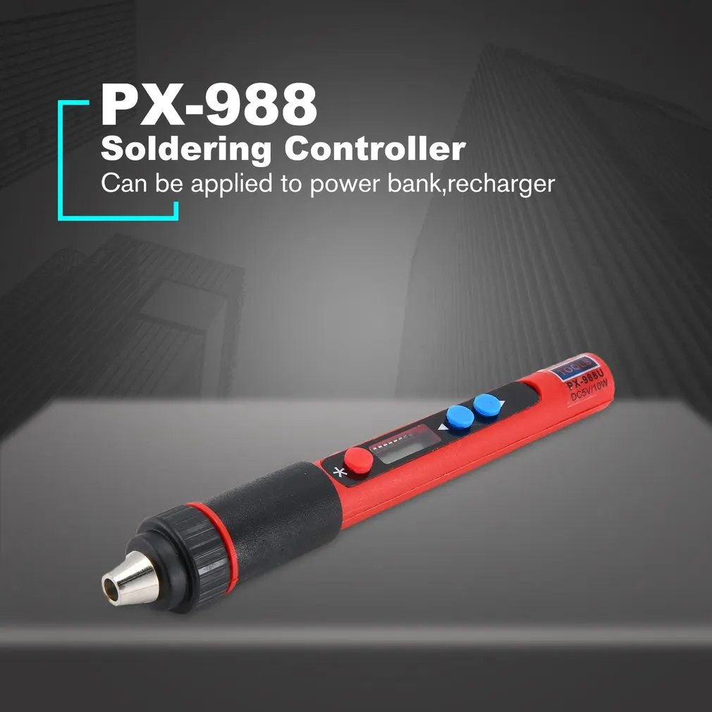 

PX-988 5V 10W USB LED Digital Temperature Adjustable Internal Heating Electric Soldering Iron Tools Kits with Soldering Tips