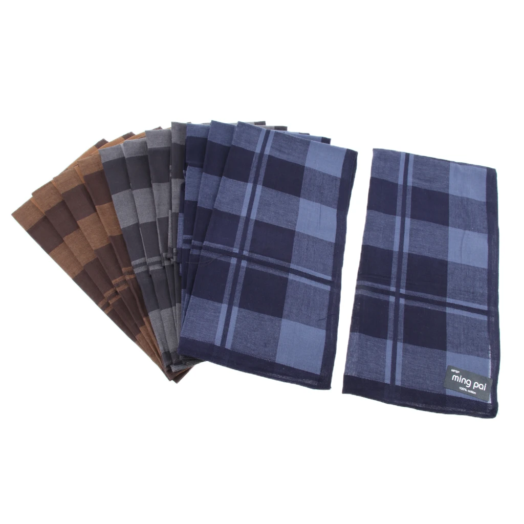 

12/set Retro Soft 100% Cotton Plaid Handkerchief Square Hanky