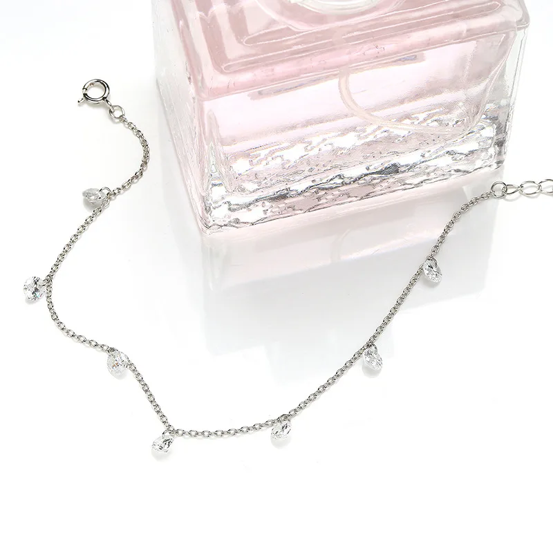 Браслет из стерлингового серебра 925 пробы Классический минималистичный кристалл