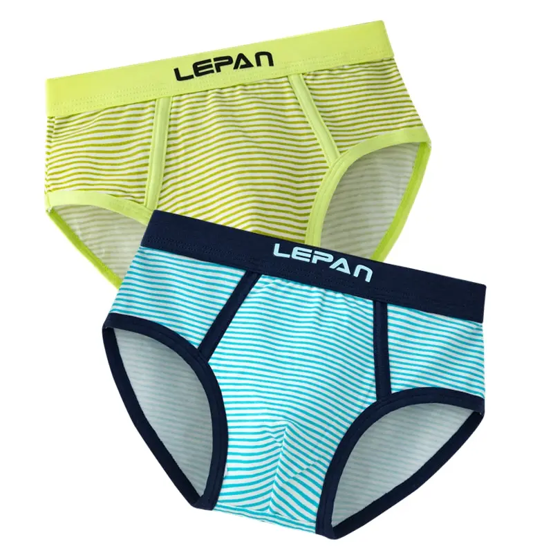 Хлопковое нижнее белье для мальчиков синие и желтые полосатые эластичные шорты