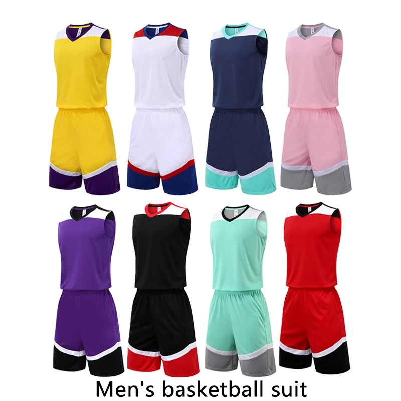 

Men's Basketball Suit Contrast Basketball Jersey Sports Training Clothes Quick Drying Vest Suit Quick Drying, Breathable