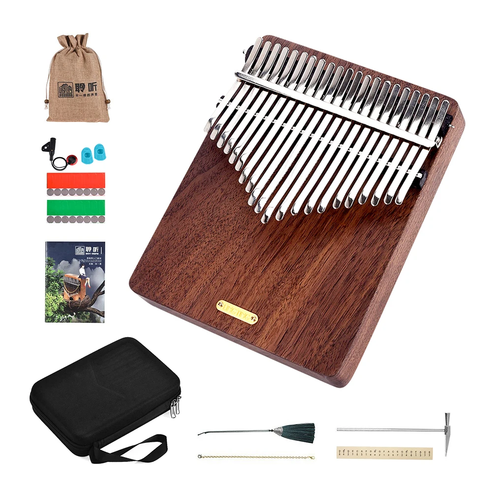 

LINGTING K21W 21-key kalimba Wooden Thumb Piano Kalimba Mbira Sanza F Tonality with Storage Bag Carry Case Music Book Stickers