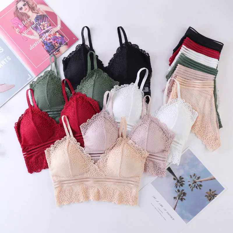 Комплект женского кружевного Бесшовного нижнего белья с чашками пуш-ап - купить