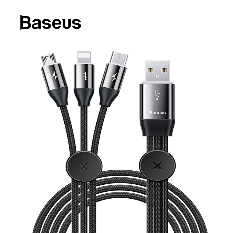 Baseus 3 в 1 USB кабель 3.5A usb type C зарядный кабель для мобильного телефона iPhone Xiaomi samsung Быстрое зарядное устройство Micro type-c шнур