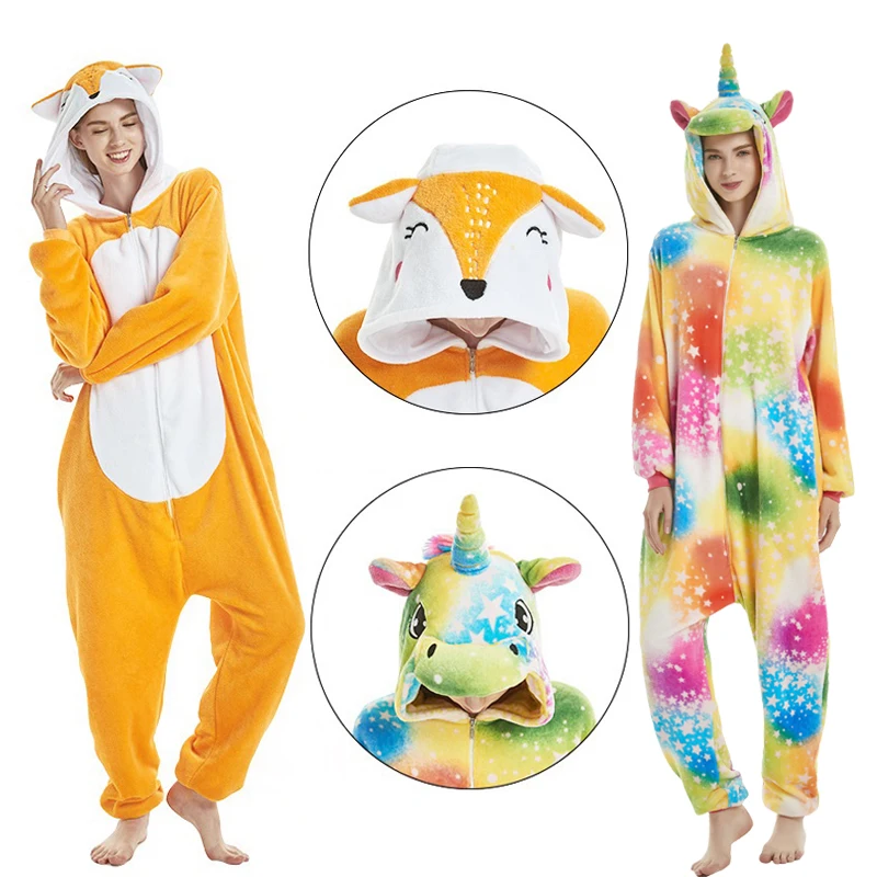 Пижама кигуруми в виде единорога зимняя Фланелевая для женщин| |